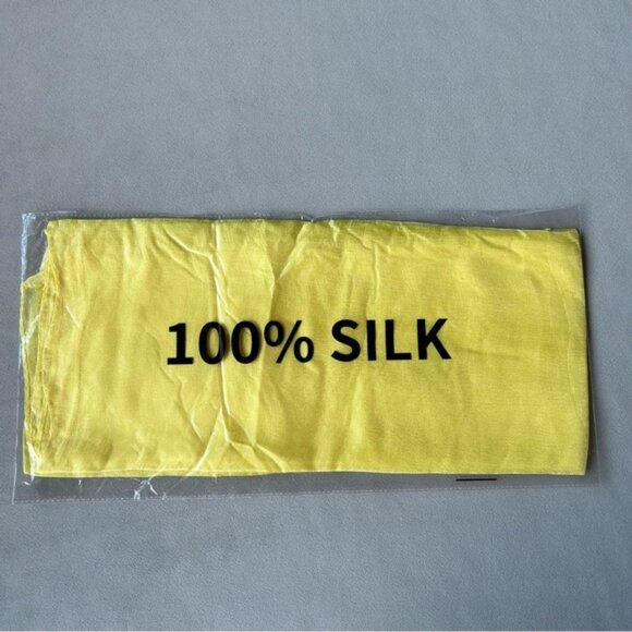 100% Silk Scarf ~ Yellow ~ Brand New - Picture 5 of 6
